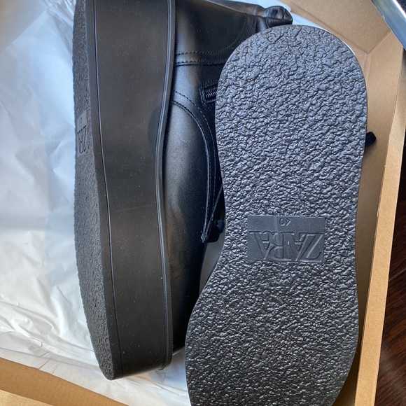 NWT Zara Flat Platform Leather Boots - Picture 12 of 16